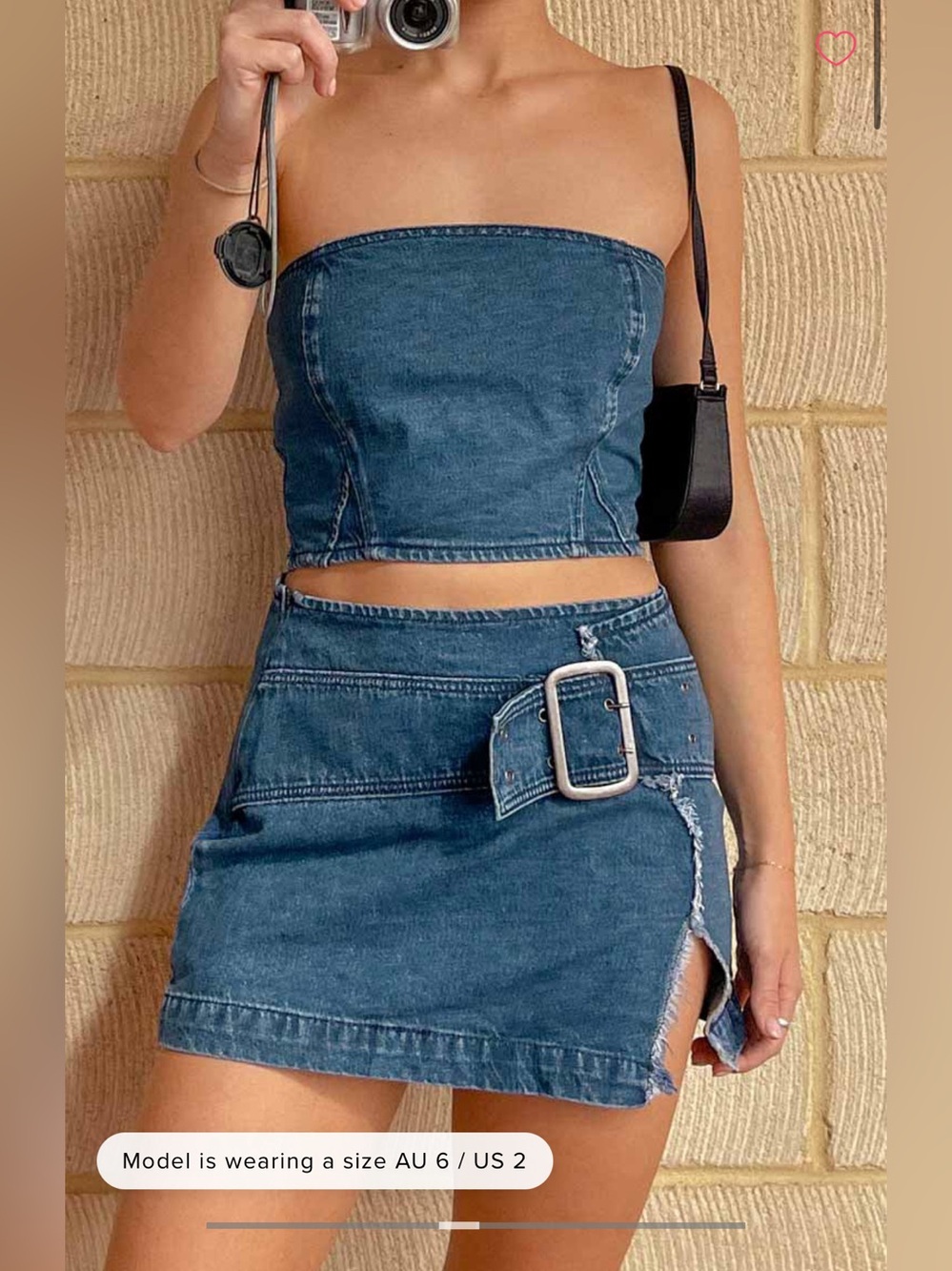 NWT US 6 Elouise Buckle Denim Mini Skirt Beginning Boutique